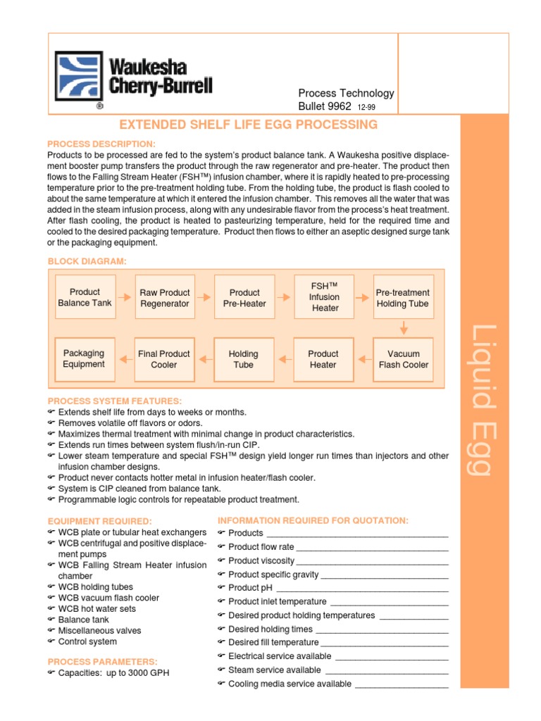 Extended Shelf Life Egg Processing Process Technology Bullet 9962 PDF Pump Vacuum Tube