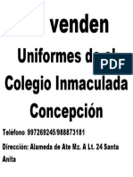 Se Venden Uniformes de El Colegio Inmaculada Concepción