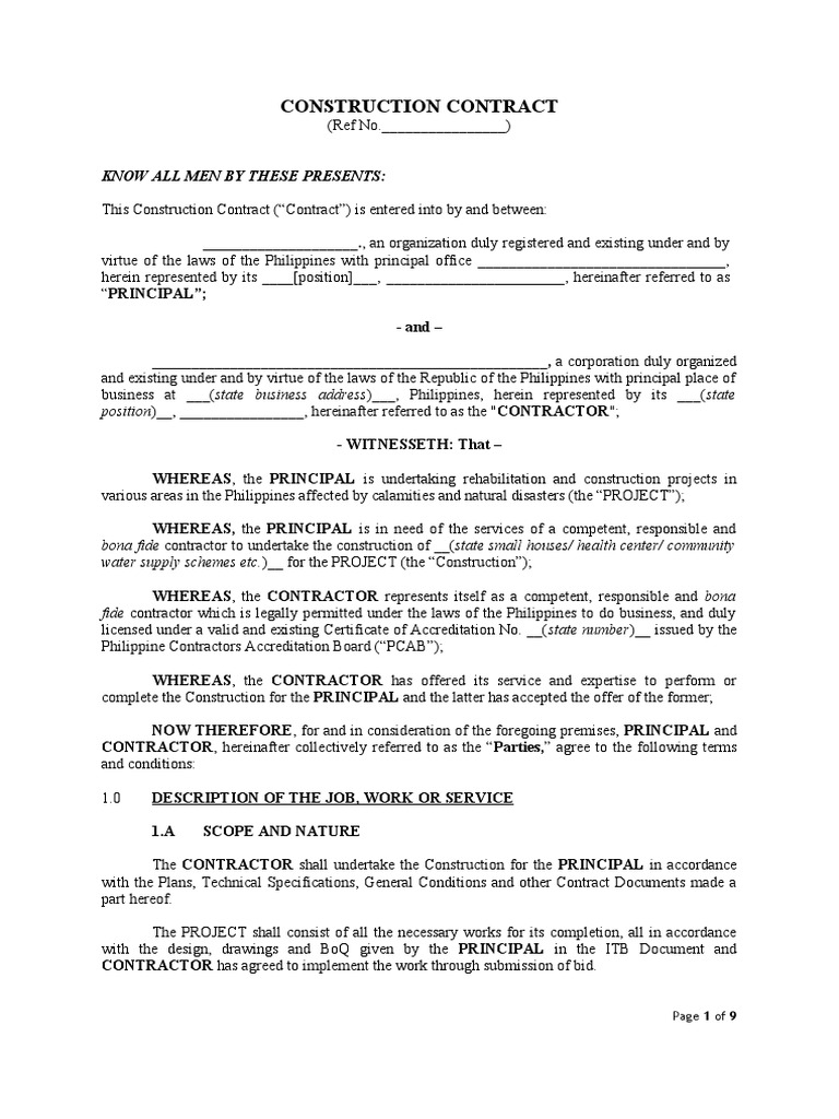 Contract For Construction | PDF | Employment | Indemnity