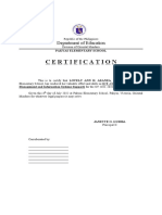 Certification: Department of Education