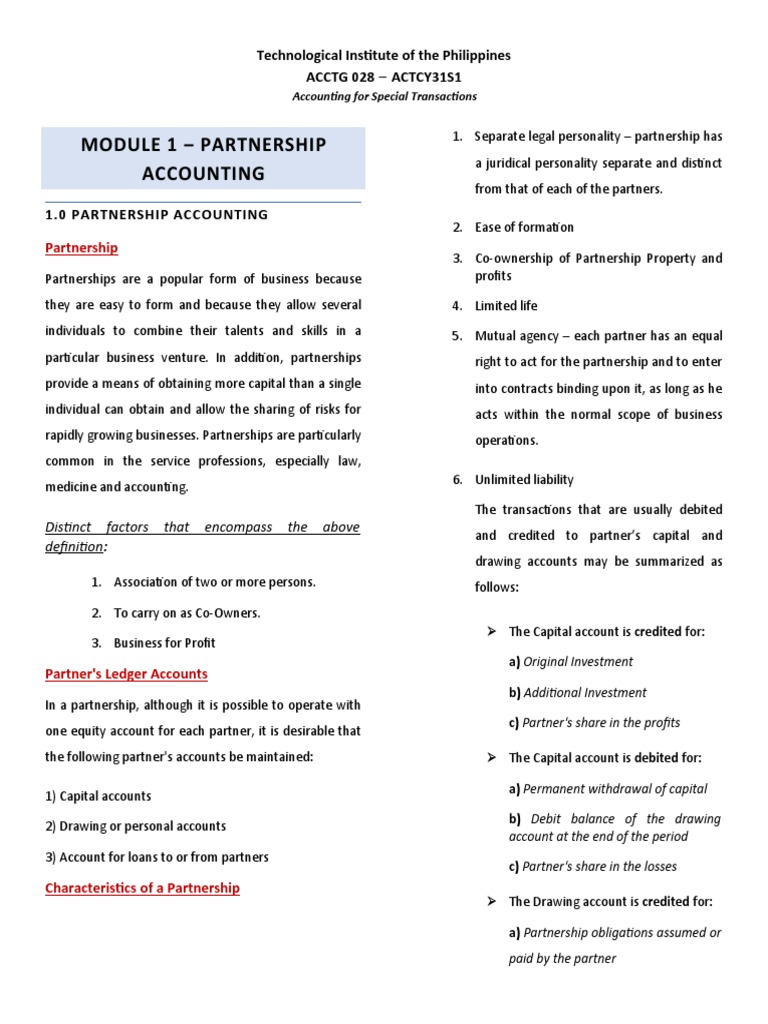 Module 1 & 2 Accounting For Special Transactions | PDF | Partnership ...
