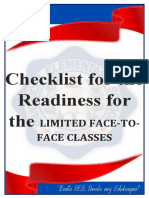 Checklist For The Readiness For The: Limited Face-To-Face Classes