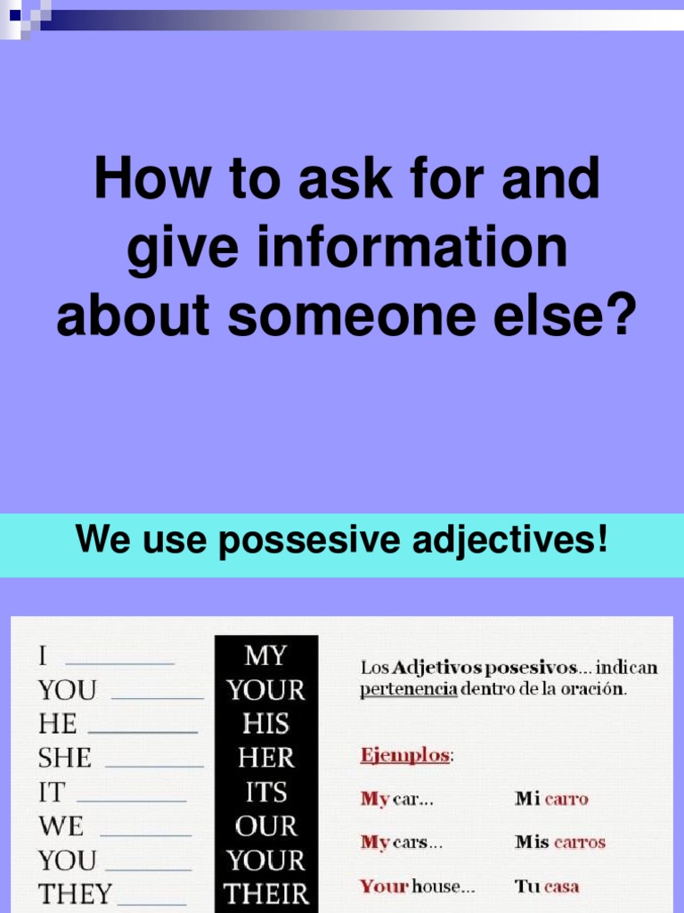 Week 2 - How To Ask For and Give Information About Someone Else | PDF