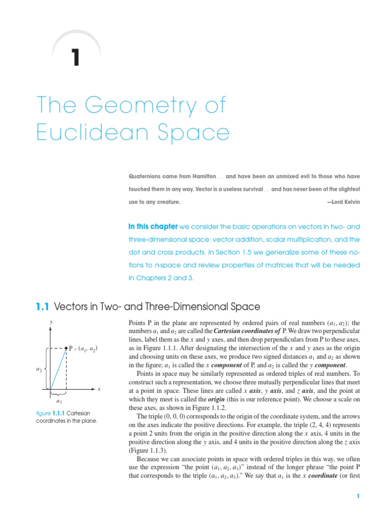 Vector Operations in Euclidean Space | PDF | Euclidean Vector ...