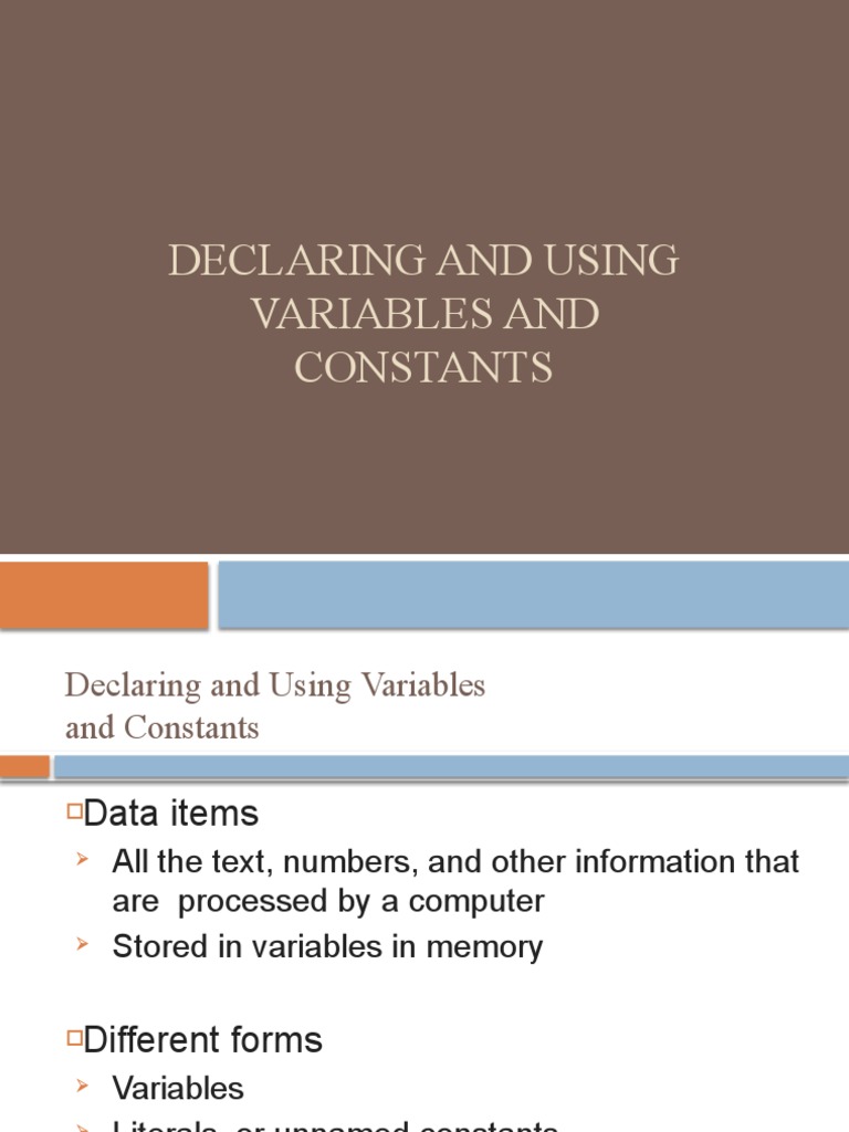 Declaring and Using Variables and Constants | PDF | Variable (Computer ...