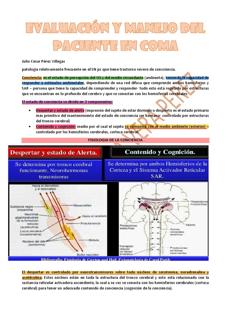 Fisiopatología y diagnóstico del coma | PDF | Conciencia | Cerebro