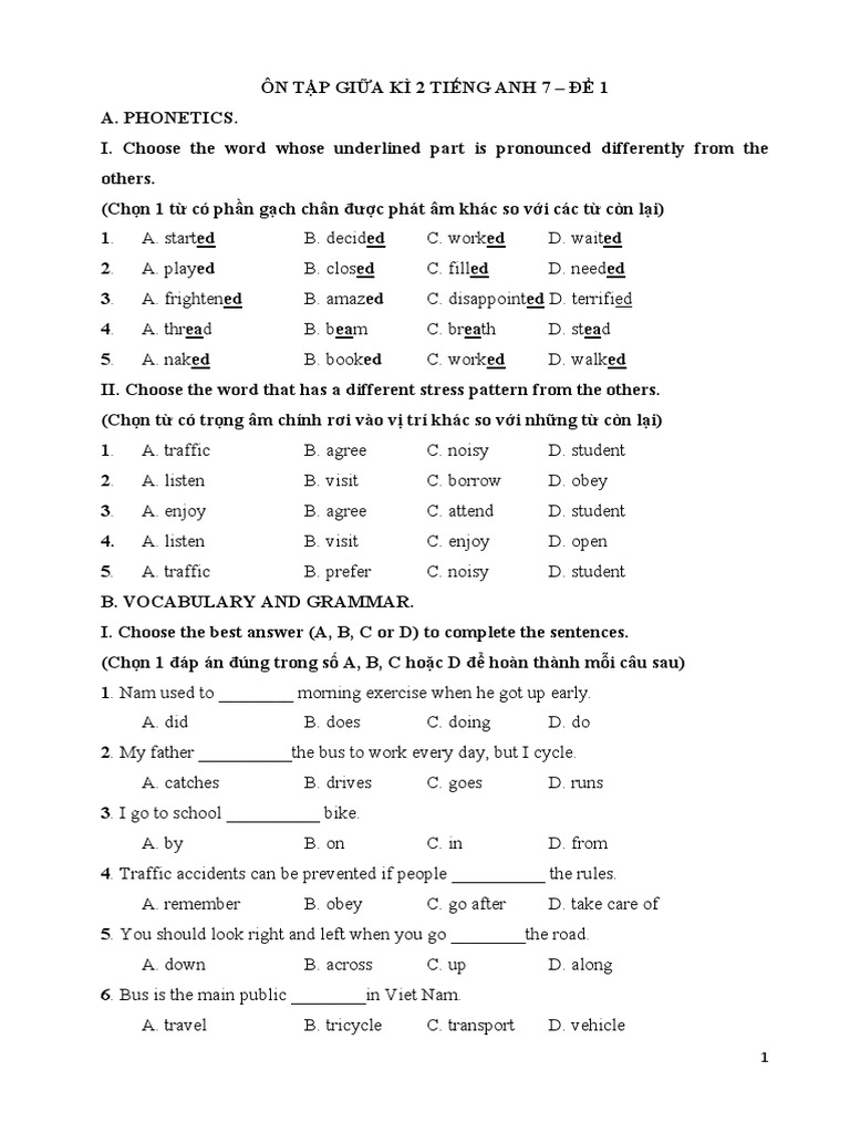 (Ôn Tập Gk II) Đề 1, 2 | PDF | Common Cold