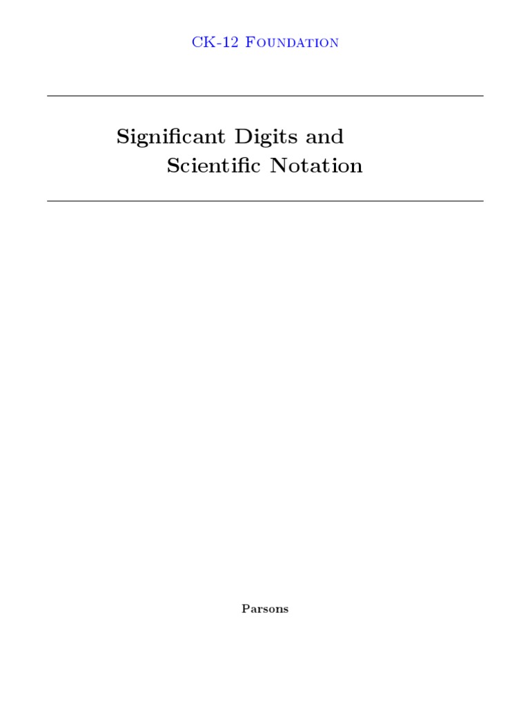 Significant Digits and Scientific Notation PDF Accuracy And