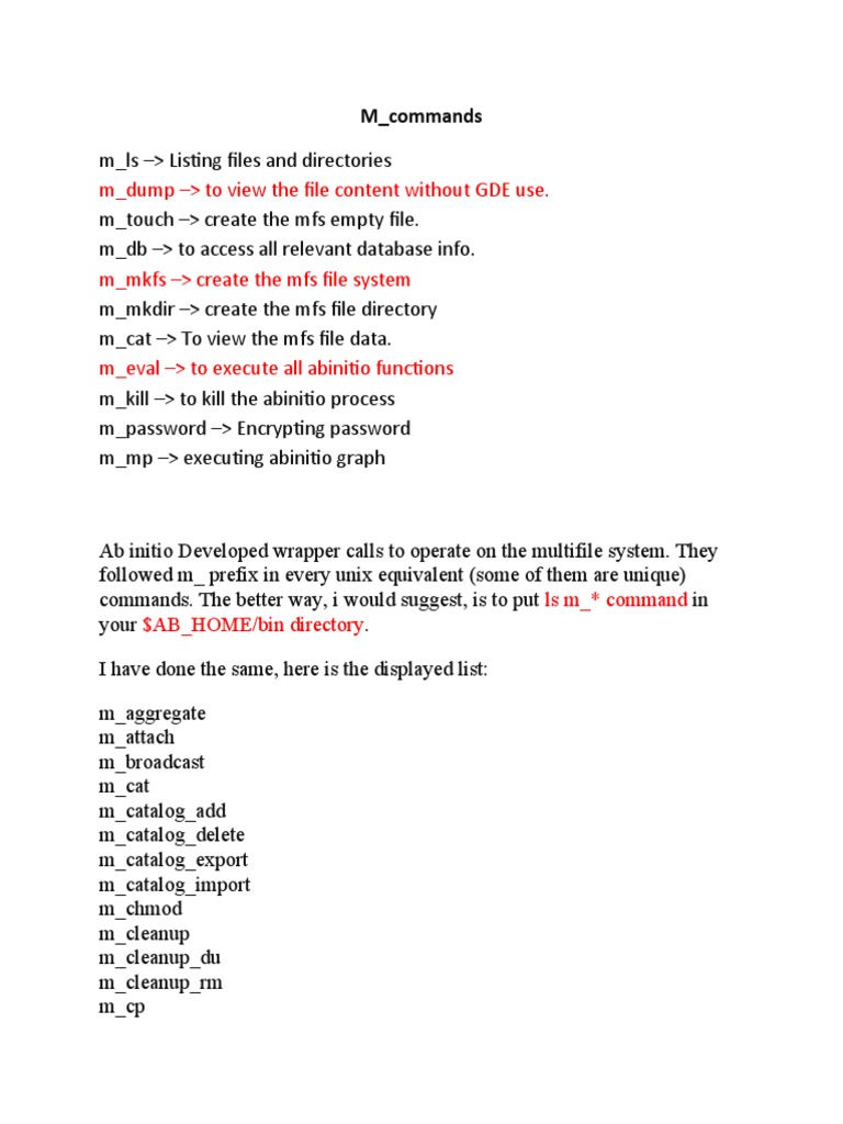 An Overview of Ab Initio Wrapper Commands for Operating on the
