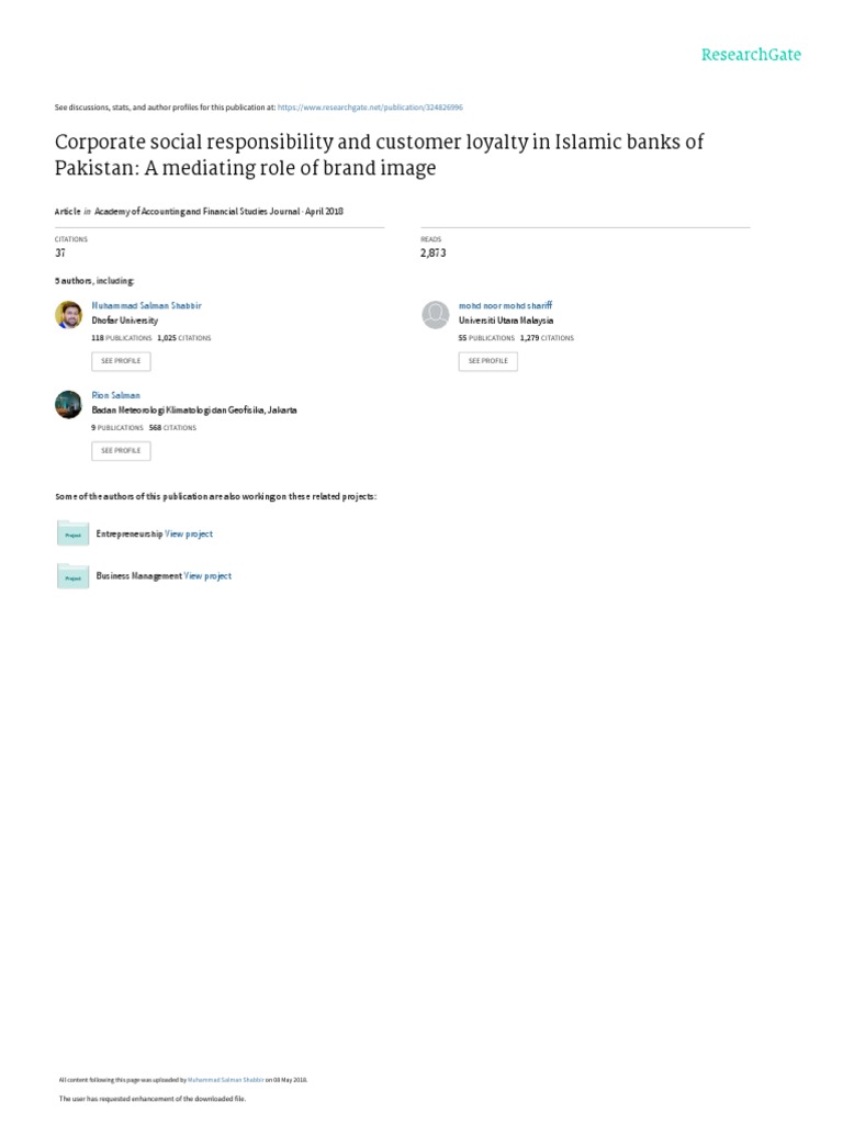 CSR's Impact on Loyalty in Islamic Banks | PDF | Corporate Social ...