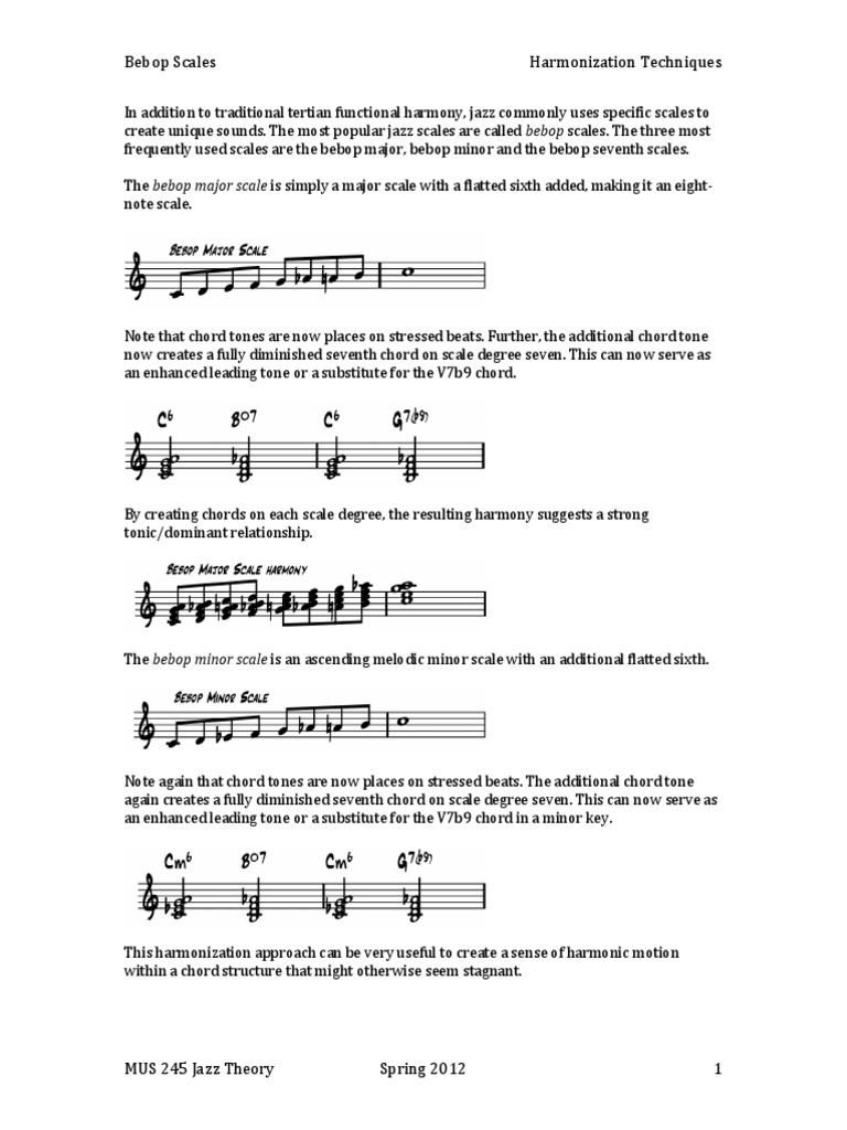 Bebop Scales Harmonization Techniques PDF Chord (Music) Scale (Music)