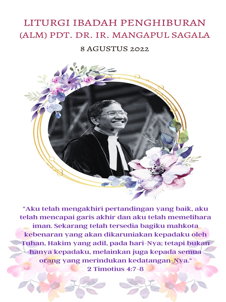 Liturgi Ibadah Penghiburan Alm Pdt Dr Ir Mangapul Sagala Pdf