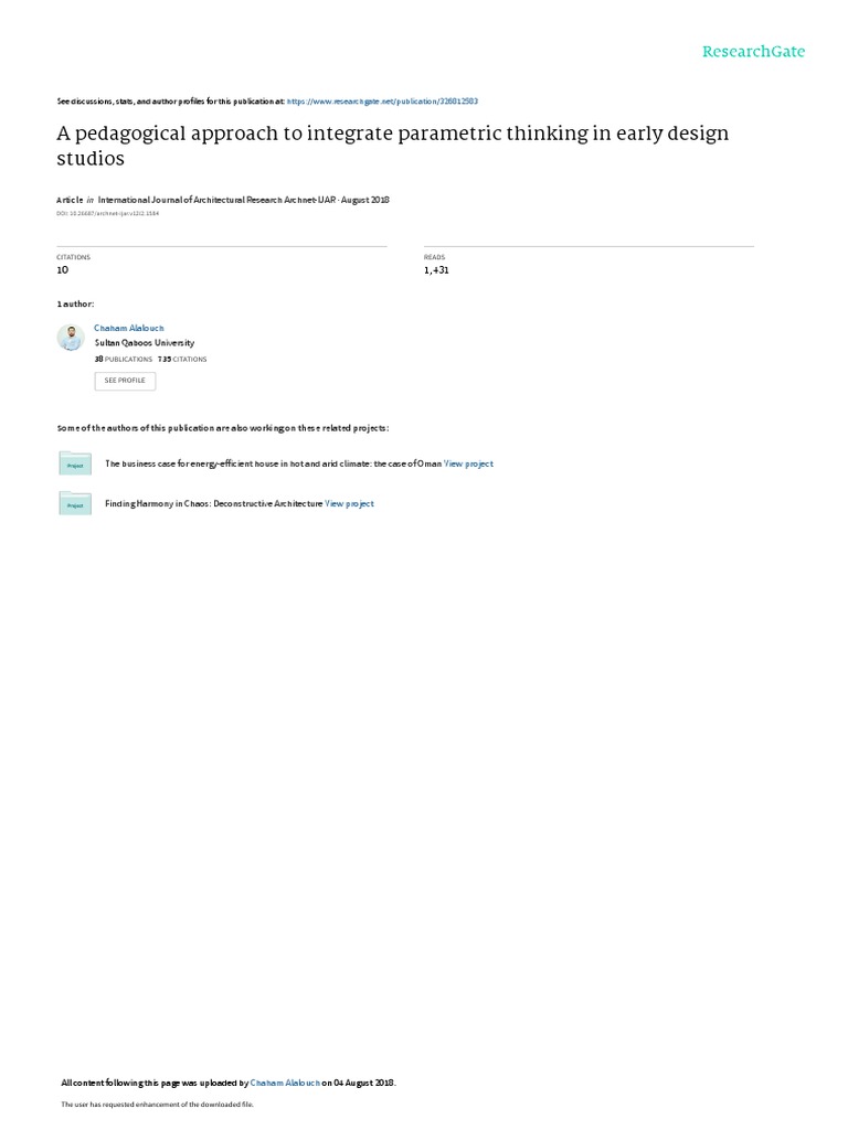 A Pedagogical Approach To Integrate Parametric | PDF | Design ...