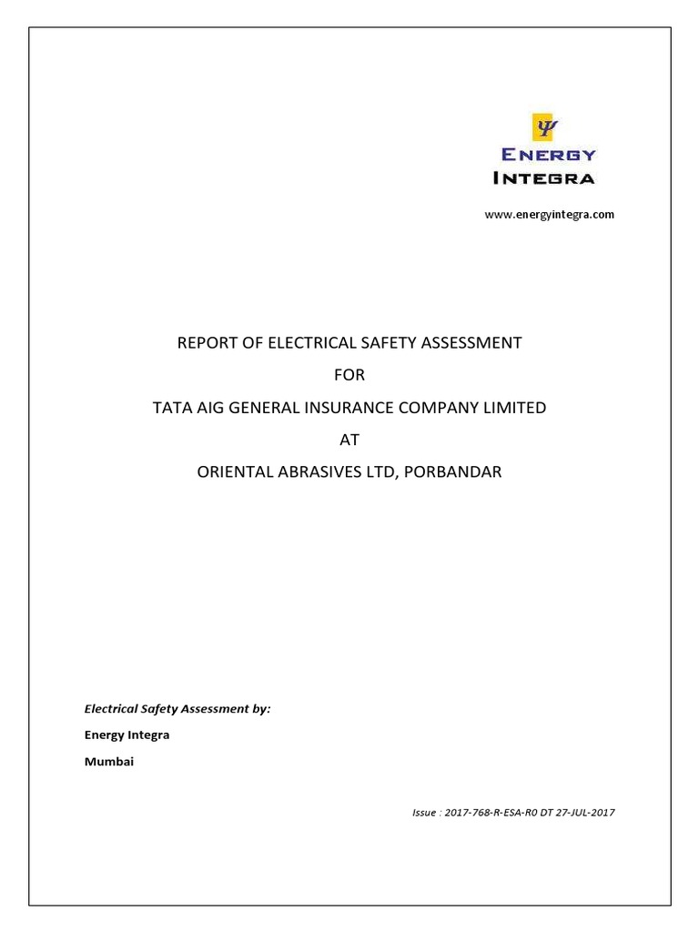 Oriental Abrasives Porbandar Electrical Safety Assessment Report | PDF ...
