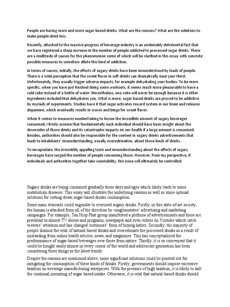 Reducing Sugar Drink Consumption: Causes & Solutions | PDF | Drink | Taste