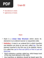 Unit-III: Introduction To Stacks Applications of Stacks