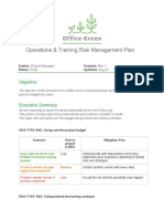 Operations & Training Risk Management Plan: Objective