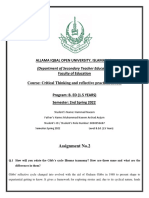 Allama Iqbal Open University, Islamabad.: (Department of Secondary Teacher Education)