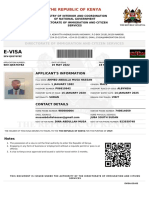 Kenya e-visa approval document