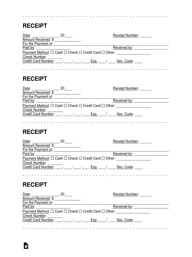Receipt Template PDF