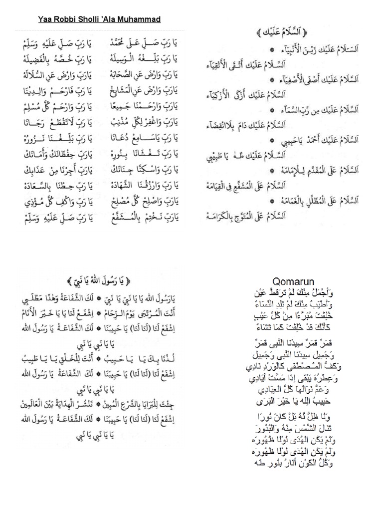 LIRIK SHOLAWAT HADROH | PDF