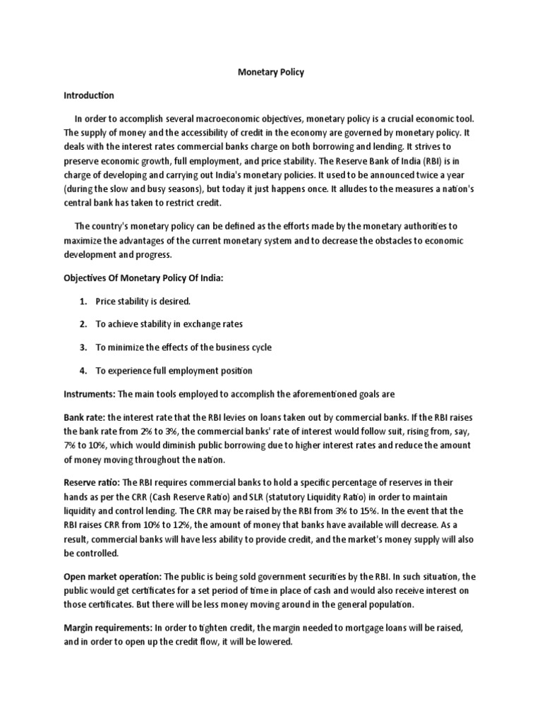 Monetary Policy - Managerial Economics | PDF | Monetary Policy