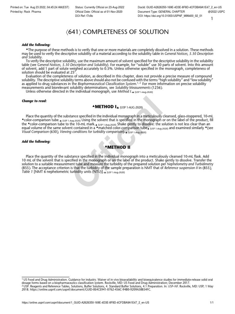Solubility Verification Methods | PDF | Solubility | Solvent