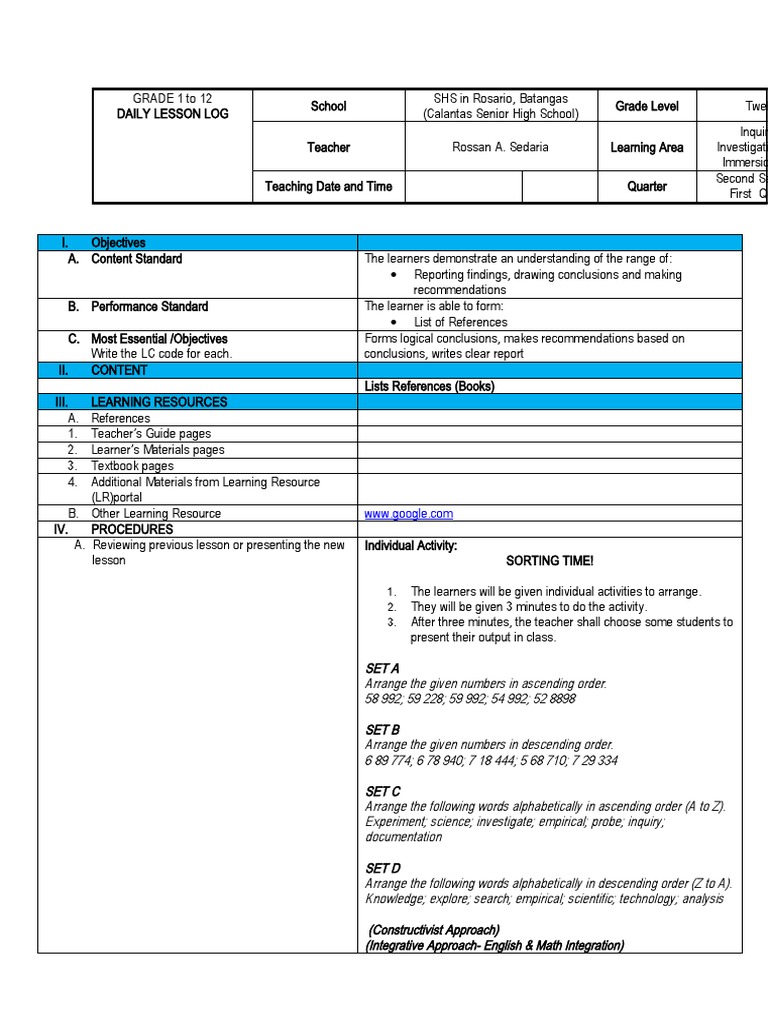Writing References in Lesson Plans | PDF | Constructivism (Philosophy ...