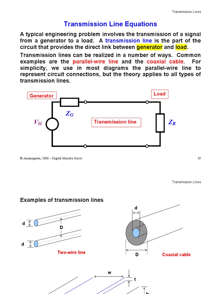 Transmission Line Equations | PDF | Transmission Line | Electrical ...