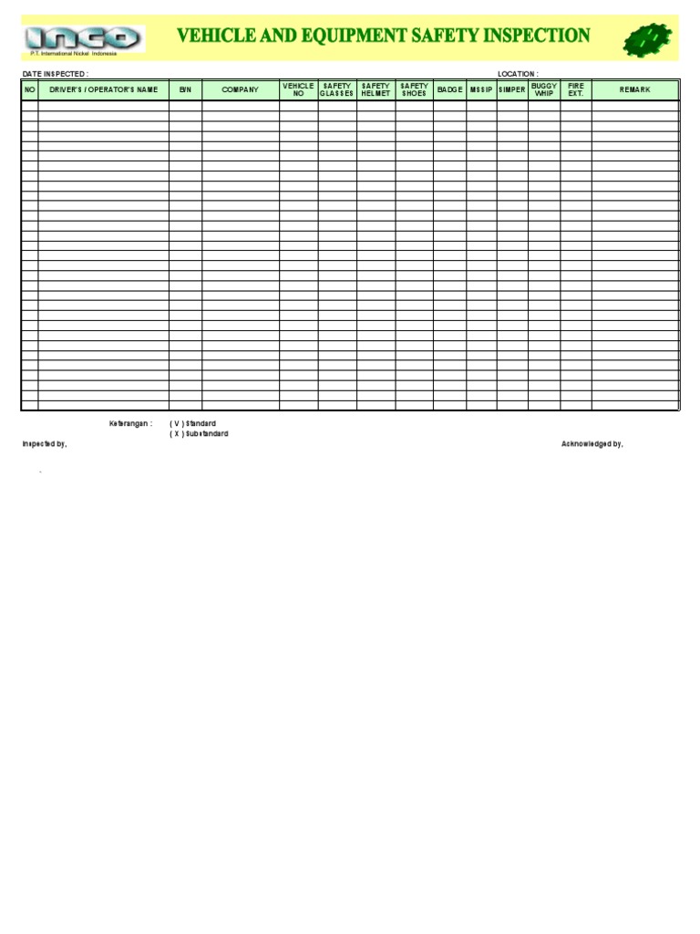 Vehicle and Equipment Inspection | PDF
