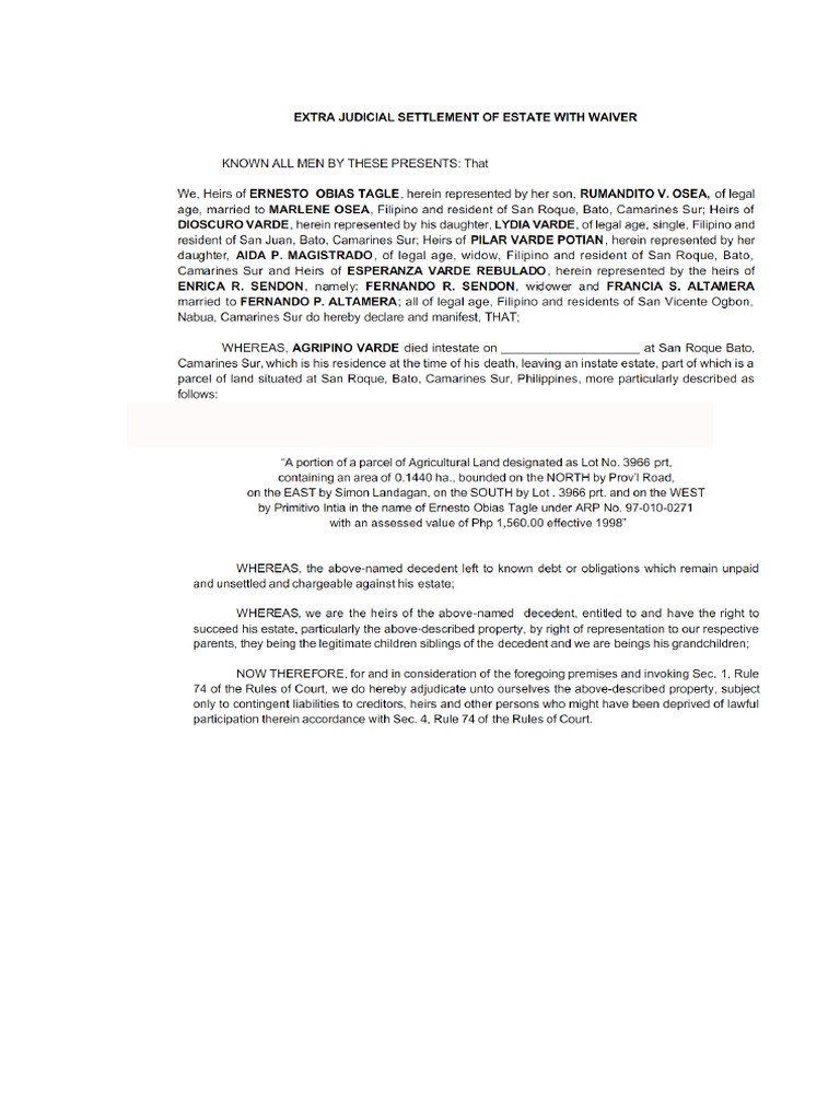 Ejs with waiver pdf inheritance deed
