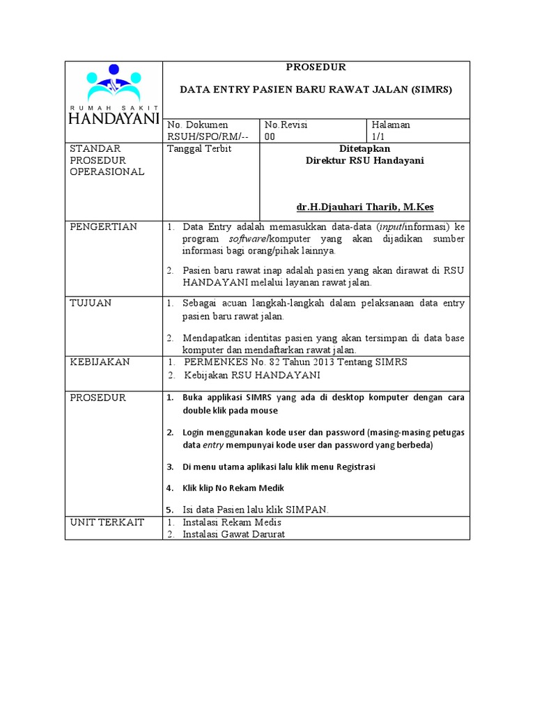 SOP SIMRS Dan Backup Data PDF Pengelolaan Keuangan Uang