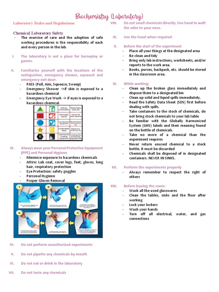 Lab Rules and Regulations PDF Laboratories Personal Protective
