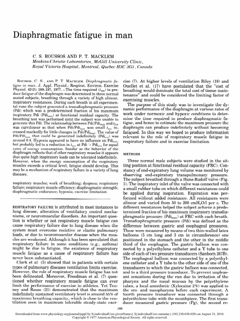 Diaphragmatic Fatigue in Man C. AND P. 'I'. Macklem PDF
