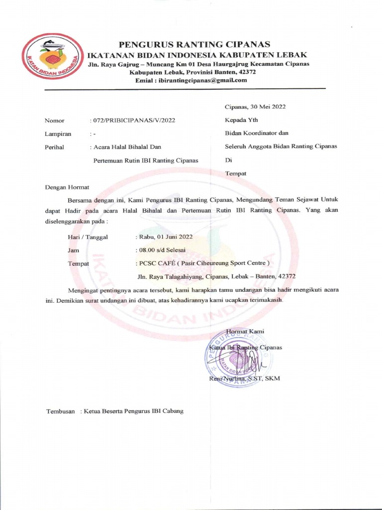 SURAT UNDANGAN PERTEMUAN IBI | PDF