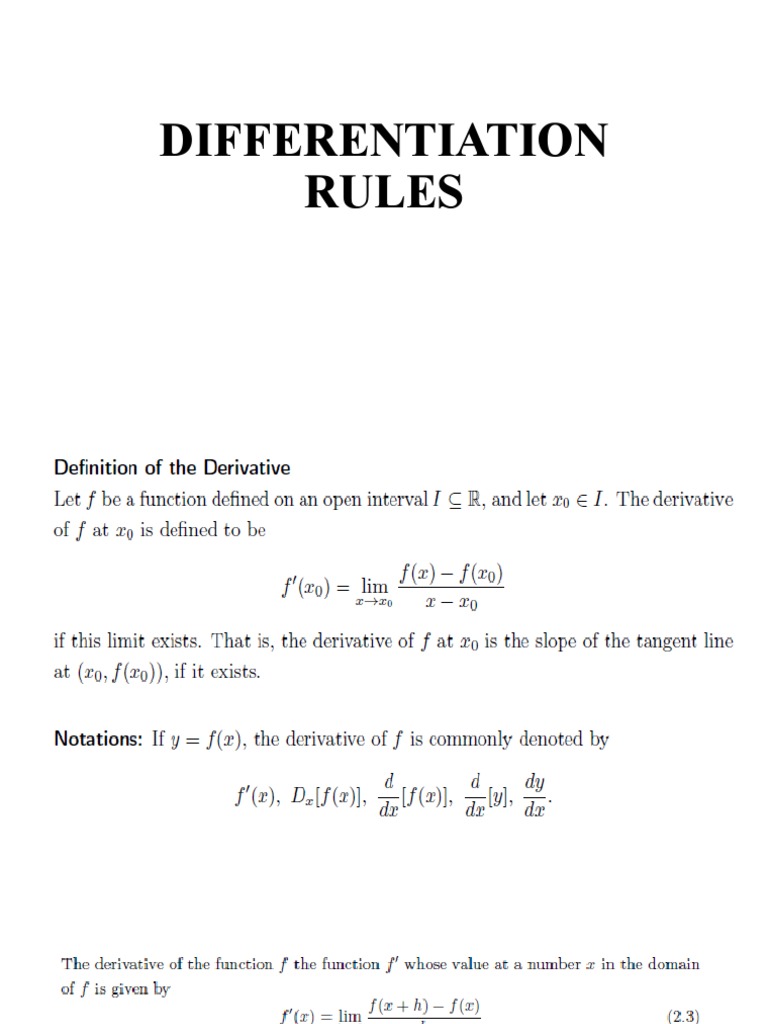 Differentiation Rules and Derivatives Guide | PDF