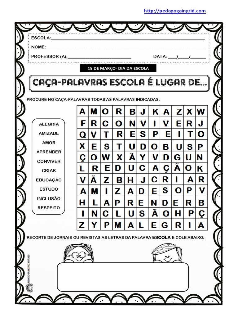 Caça-Palavras Dia Da Escola | PDF | Blog | Ciberespaço