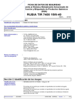 SDS - TOTAL - Rubia - Tir 7400 15w-40