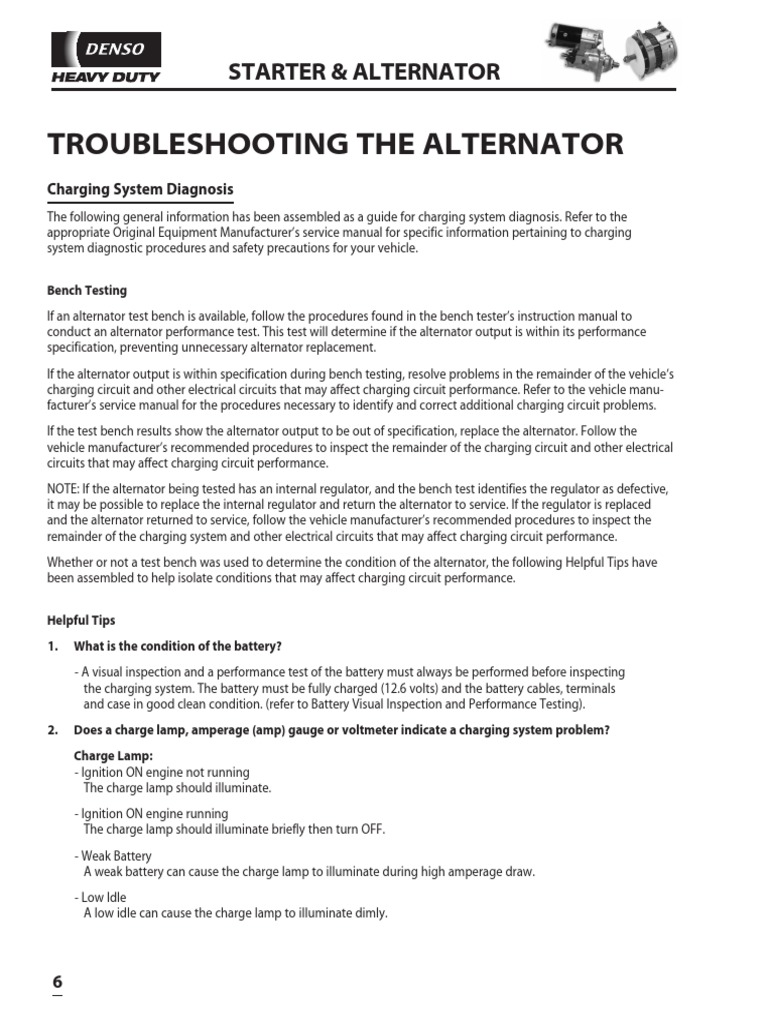 DENSO HD Starter Alternator Troubleshooting PDF Fuse (Electrical