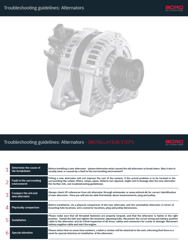 Troubleshooting Guidelines Alternators PDF Troubleshooting