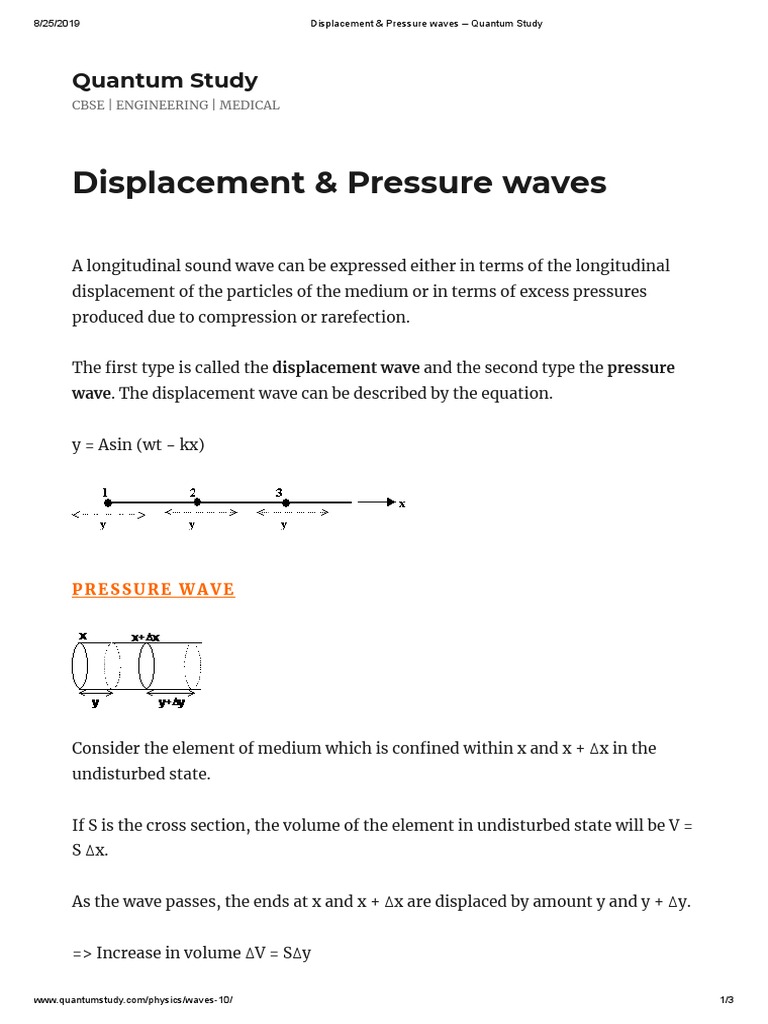 Displacement & Pressure Waves: Quantum Study | PDF