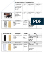 Coffee Packaging & Equipment Product List 2020