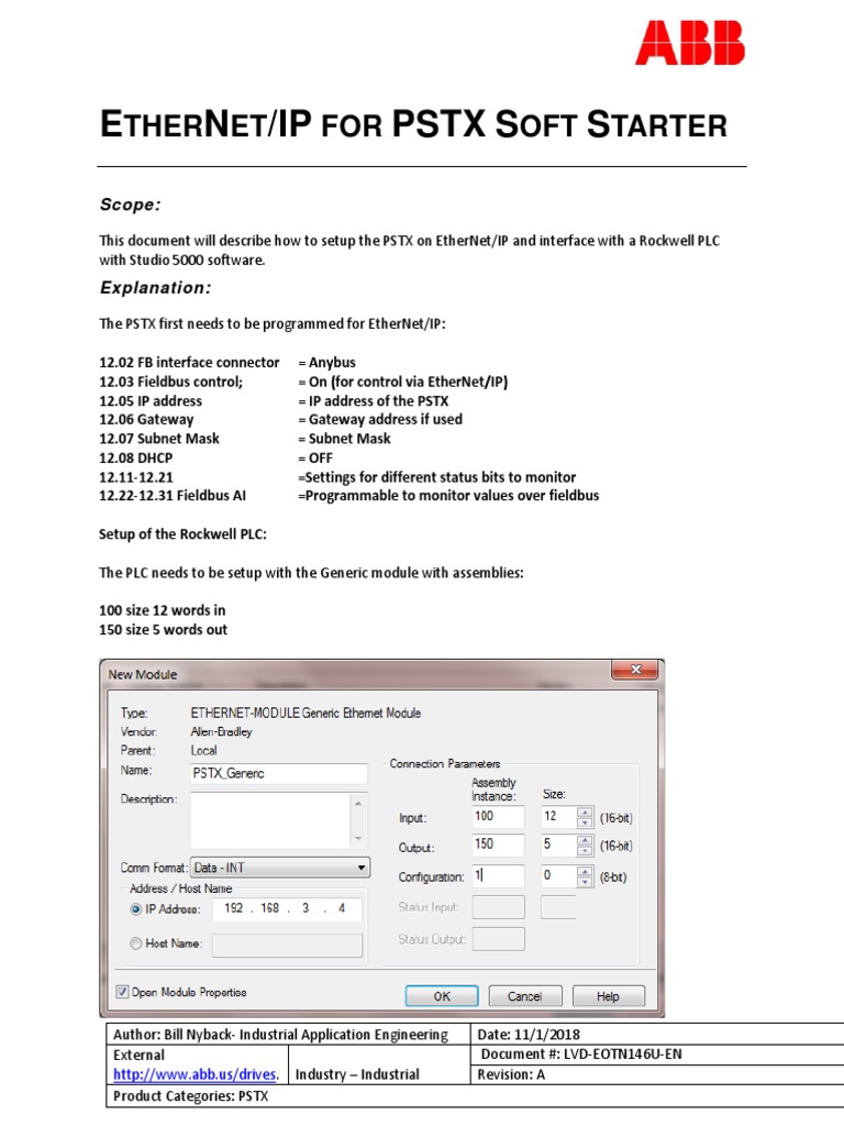 EtherNet/IP Setup for PSTX Starters | PDF | Ip Address | Computer ...