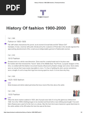 Fashion Timeline: 1900-2000 | PDF | Dress | Skirt