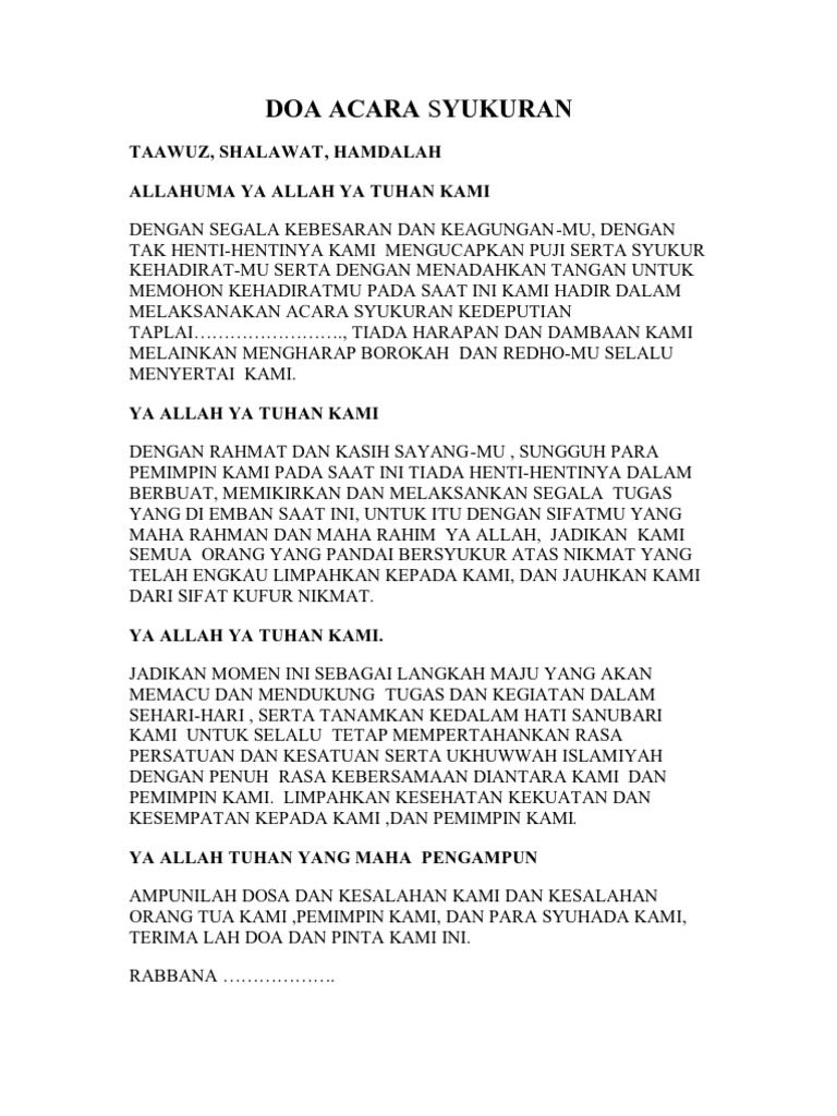 Doa Syukuran Menempati Rumah Baru Hardworkingart