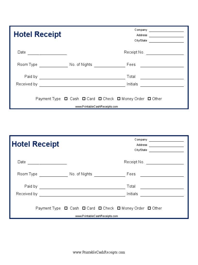 Hotel Receipt: Company Address City/State | PDF