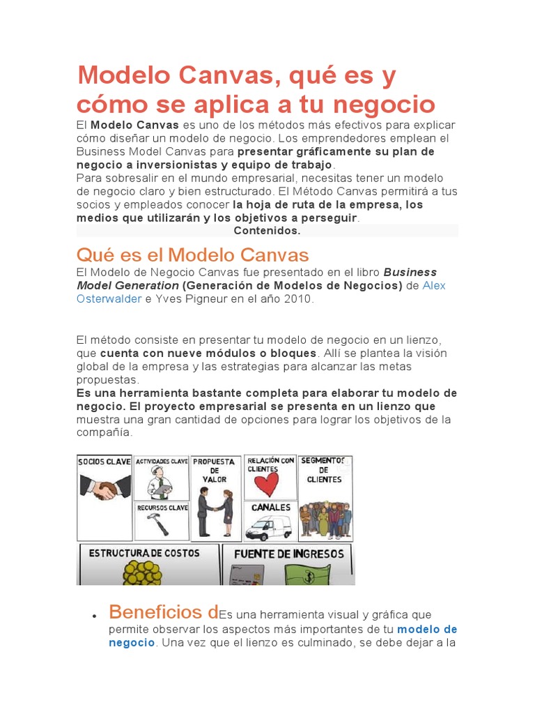Guía del Modelo Canvas para Negocios | PDF | Empresa de inicio ...