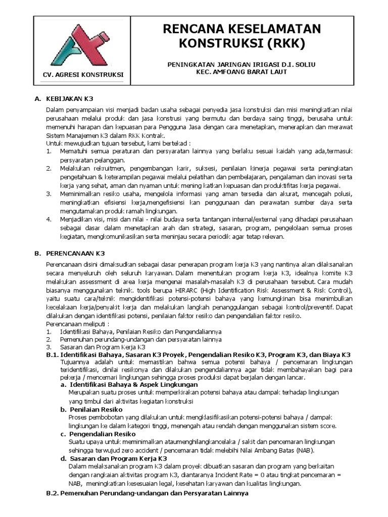 Rencana Keselamatan Konstruksi RKK | PDF | Bisnis | Komputer