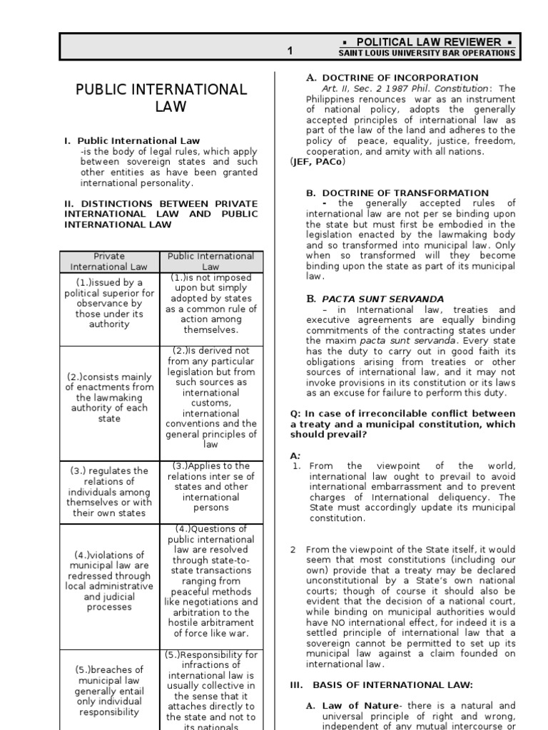 Public International Law Overview | PDF | Territorial Waters | Public ...