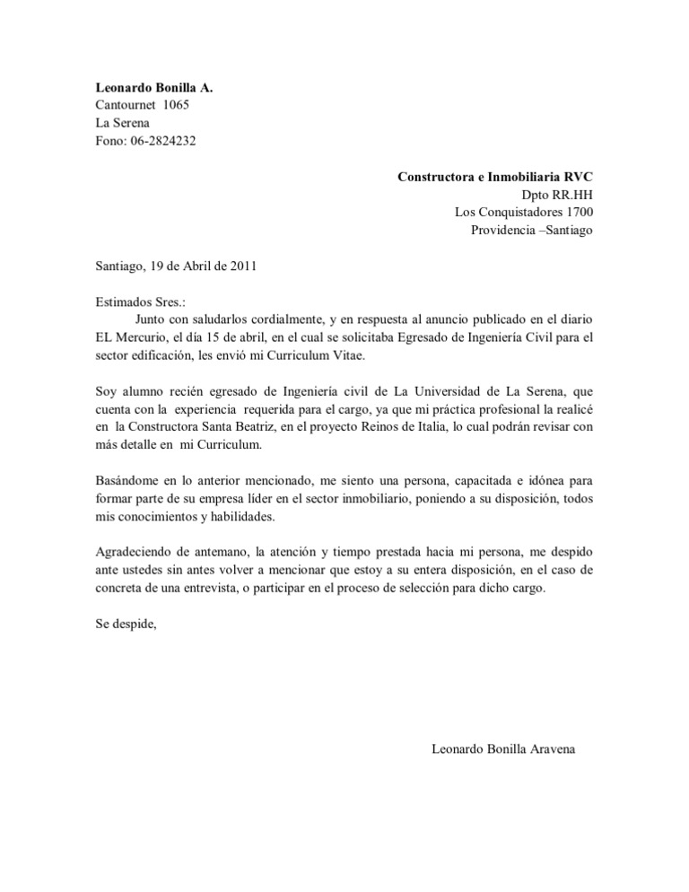 carta de presentación